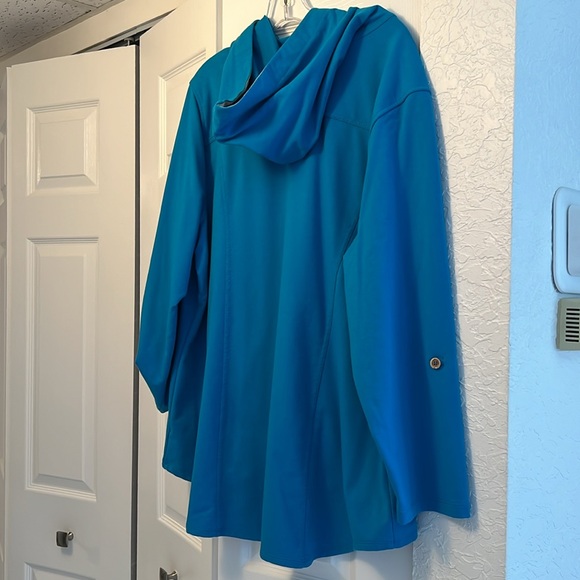 SUSAN GRAVER 2X TURQUOISE HOODED BUTTON DOWN SWEATSHIRT JACKET - Picture 13 of 13